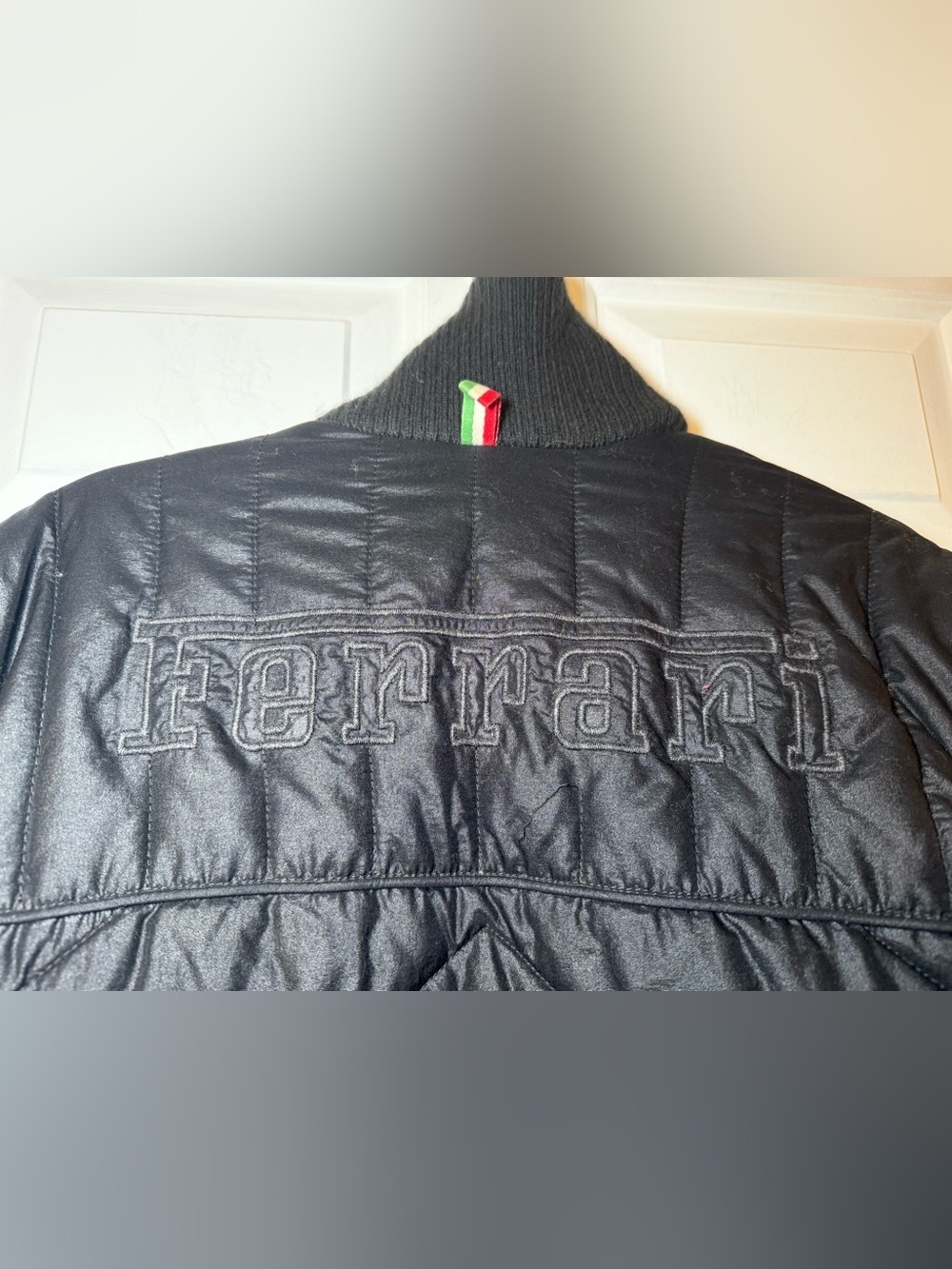Puma × Ferrari Quilted Black Bomber Puffer Jacket LARGE Scuderia Ferrari Branded